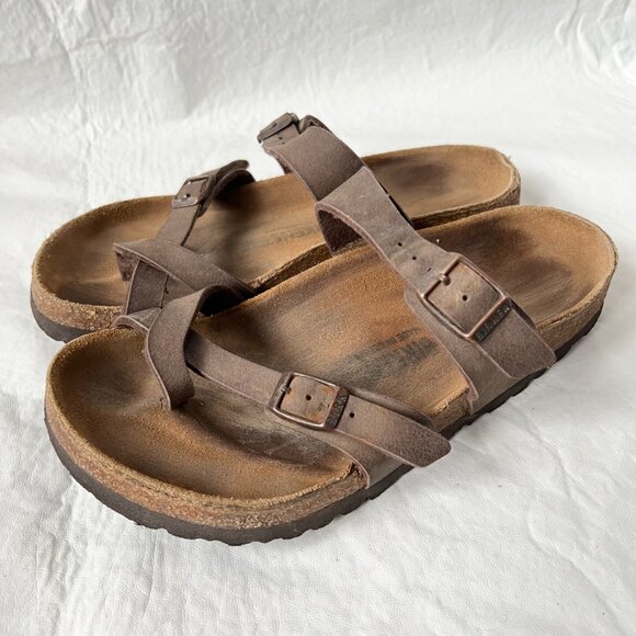 Birkenstock sandals Mayari Mocha felt straps toe loop 37 6 6.5 Wide birko flor - Picture 3 of 13